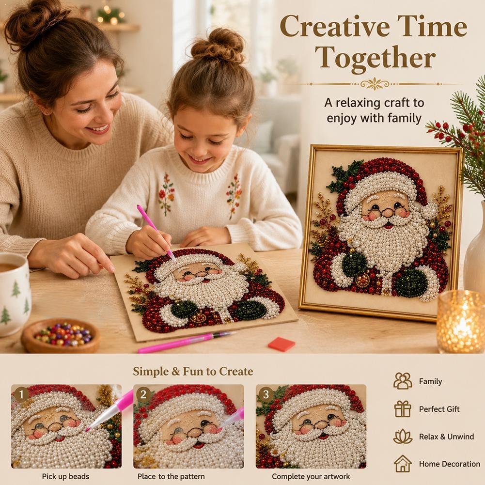Art Craft Kits For Adults - Kit Seni Mutiara Santa Claus Natal