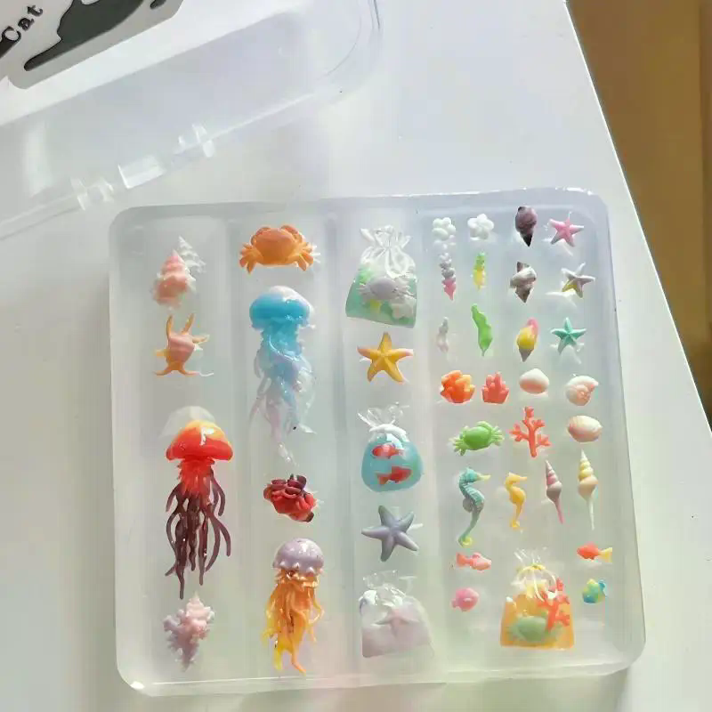 Art Craft Jellyfish - Cetakan Kuku Silikon Seri Laut 3D