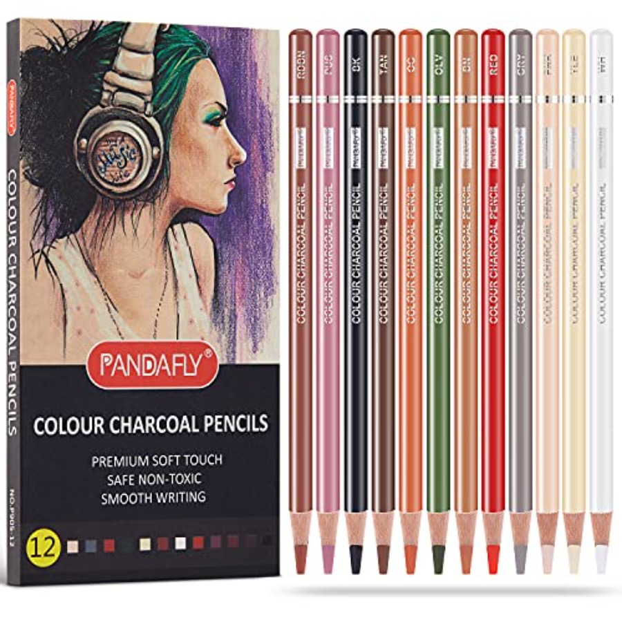 Sketching Charcoal Set - Set Pensil Arang Berwarna Profesional, Pensil