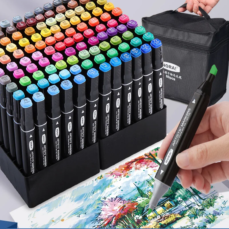 Illustration Marker Set - 30/60 spidol warna dua kepala, spidol