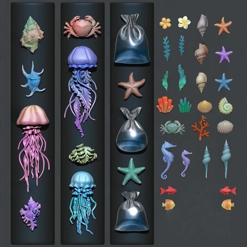 Art Craft Jellyfish - Cetakan Kuku Silikon Seri Lautan 3D
