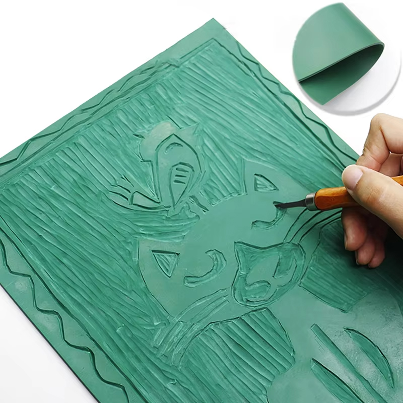 Lino Printing Block - Kit Peralatan Pembuatan Stempel Ukiran Karet,