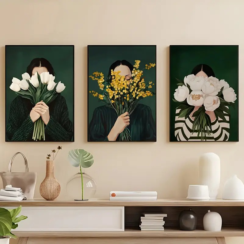 Art Craft Toys - Gambar Abstrak Hijau Cetak Kanvas dengan