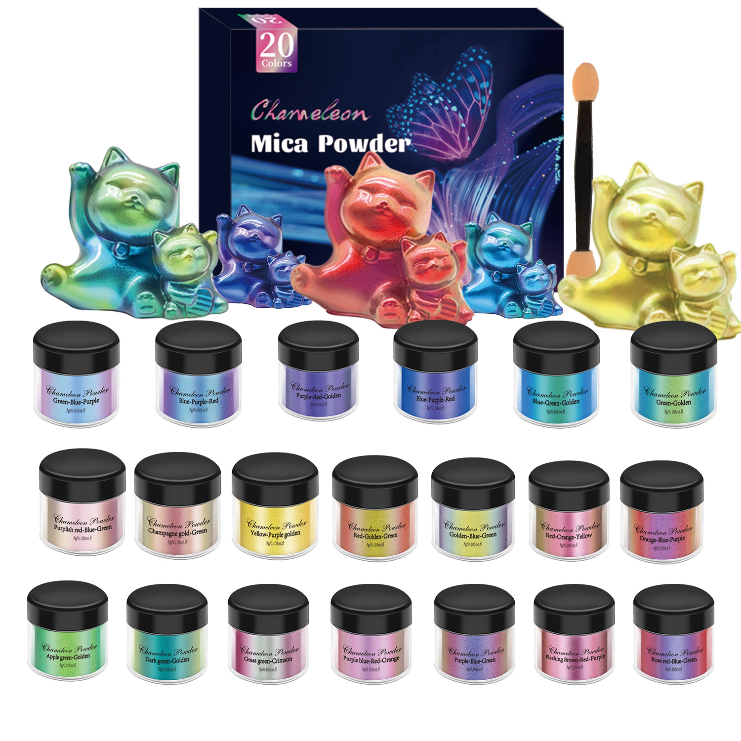 10/20 Buah Set Pigmen Cermin B - Resin Pigment Powder ulasan dan harga