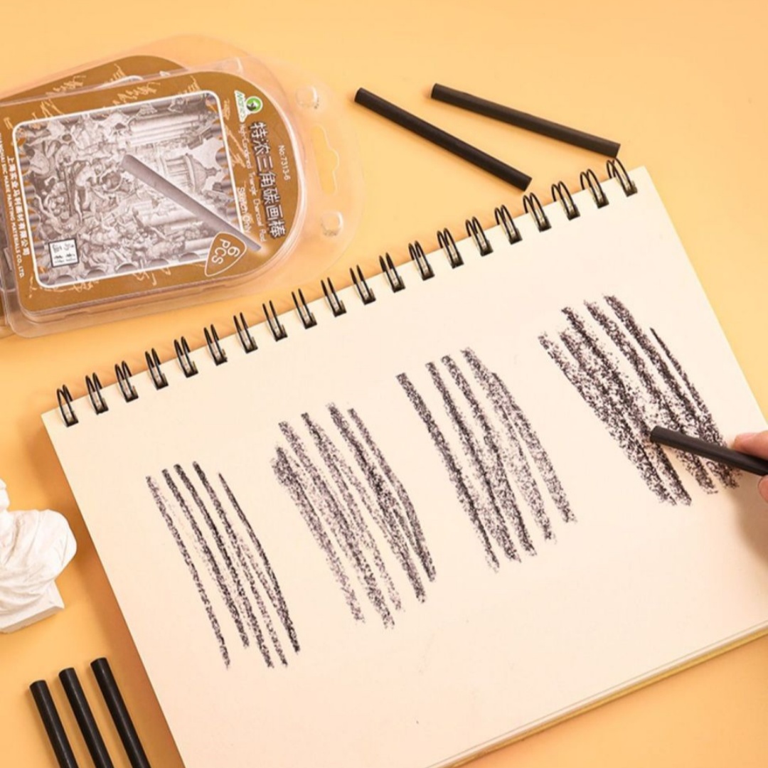 Pensil arang segitiga, pensil  - Sketching Charcoal Set ulasan dan harga