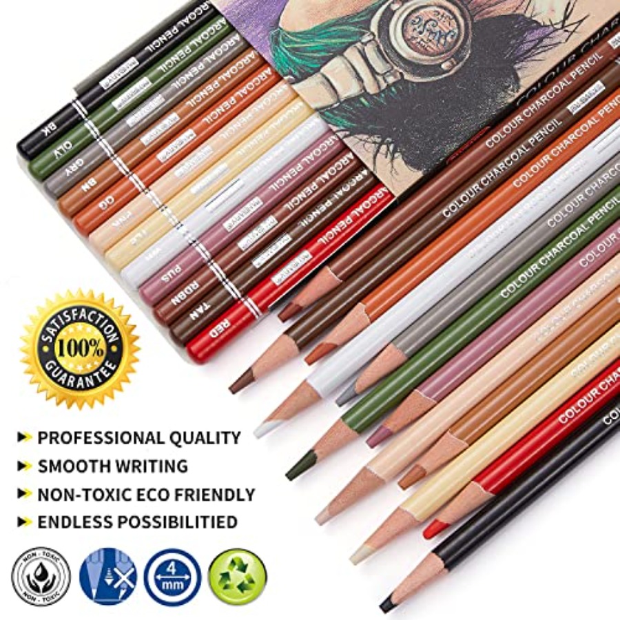 Set Pensil Arang Berwarna Prof - Sketching Charcoal Set ulasan dan harga