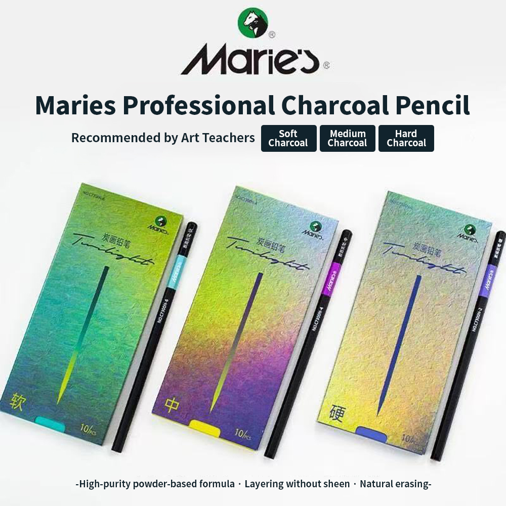 Pensil Arang Maries 3/6pcs, Te - Sketching Charcoal Set ulasan dan harga