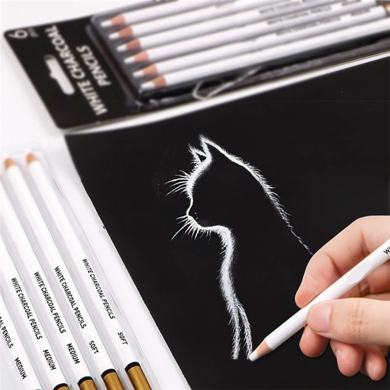 Set Pensil Arang Putih Premium - Sketching Charcoal Set ulasan dan harga