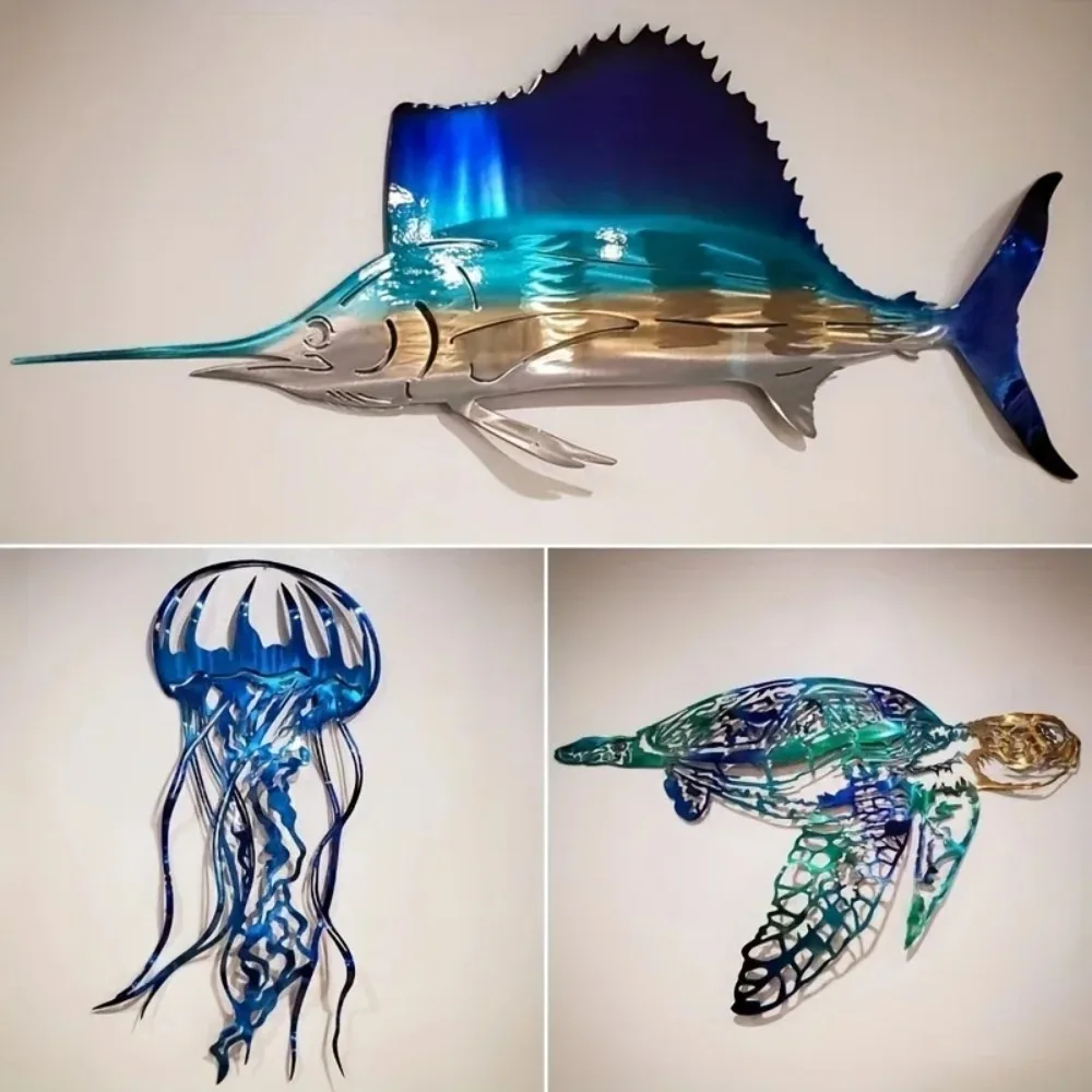 CIFBUY Seni Dinding Logam Patu - Art Craft Jellyfish ulasan dan harga